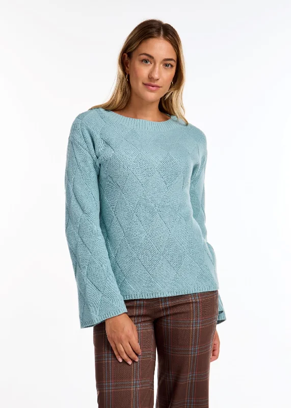 FDJ Aqua Long Sleeve Boatneck Sweater Transparent Opaque Sheer