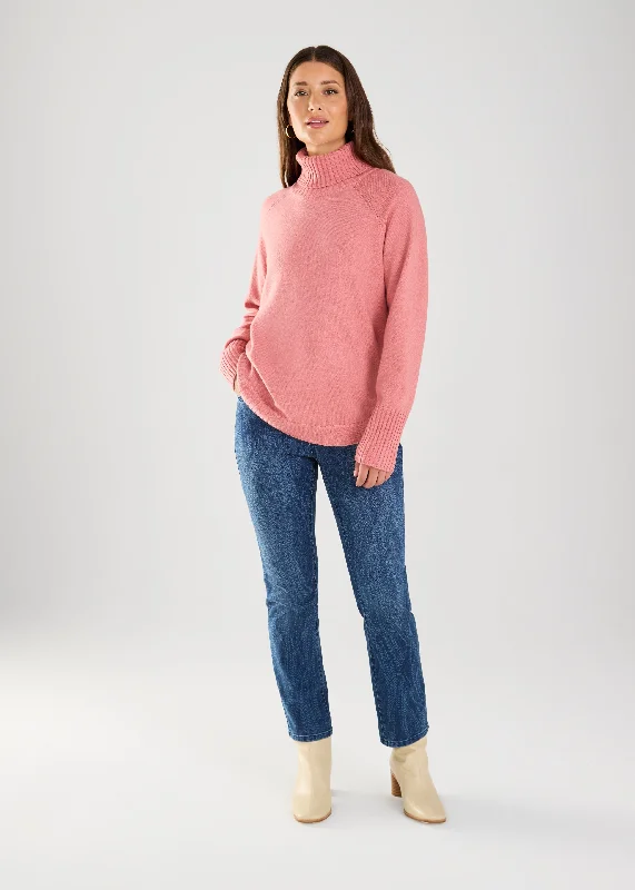 FDJ Light Coral Long Sleeve Cowl Neck Sweater Machine Wash Dry Clean Hand Wash