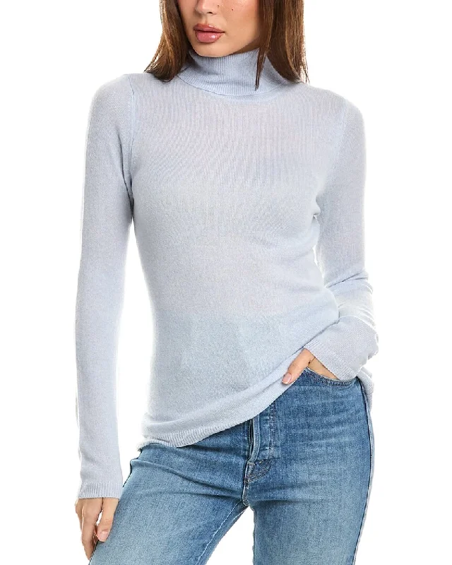 Forte Cashmere Turtleneck Cashmere Sweater Spandex Blend Rayon Blend Denim Blend