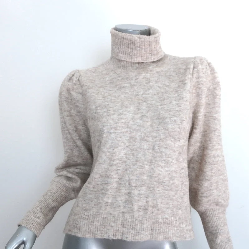 FRAME Swingy Turtleneck Sweater Oatmeal Size Small Padded Shoulder Pullover Open Front Closed Front Wrap Front FRAME Swingy Turtleneck Sweater Oatmeal Size Small Padded Shoulder Pullover Open Front Closed Front Wrap Front
