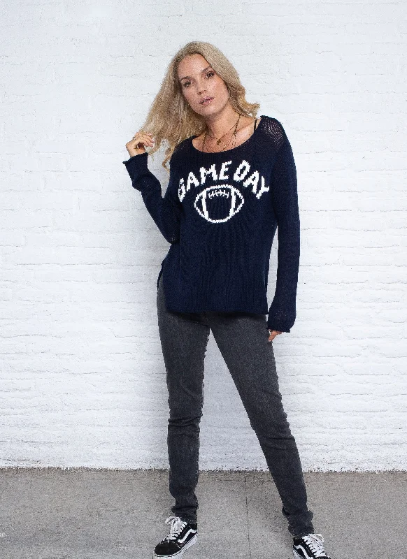 Game Day Football Cotton Sweater Front Pockets Side Pockets Patch Pockets