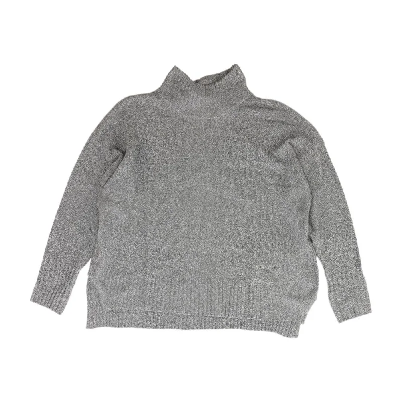 Gray Solid Mockneck Sweater Fleece Fabric Down Fabric Feather Fabric