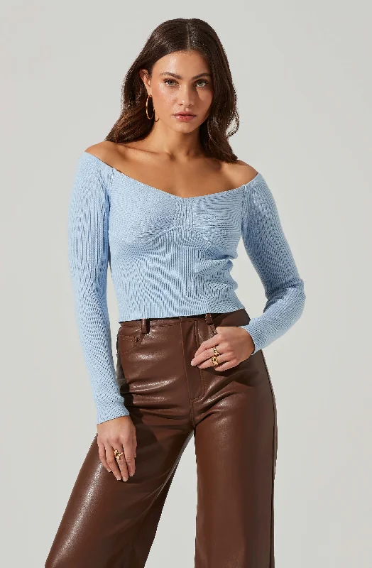 Harlie Off Shoulder Cropped Sweater Long Sweater Short Sweater Cropped Sweater