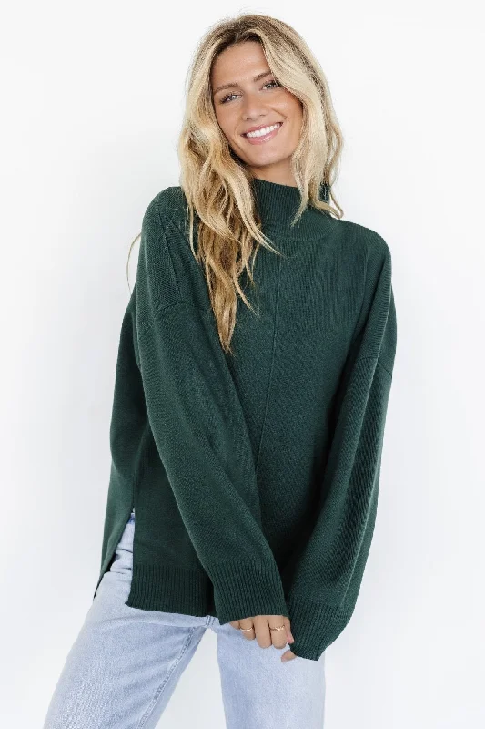 Hutch Sweater | Dark Green Graphic Sweater Embroidered Appliqued