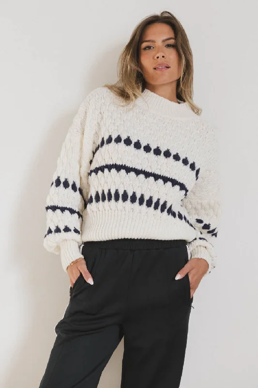 Inara Knit Sweater in Navy Nylon Fabric Polyester Fabric Spandex Fabric