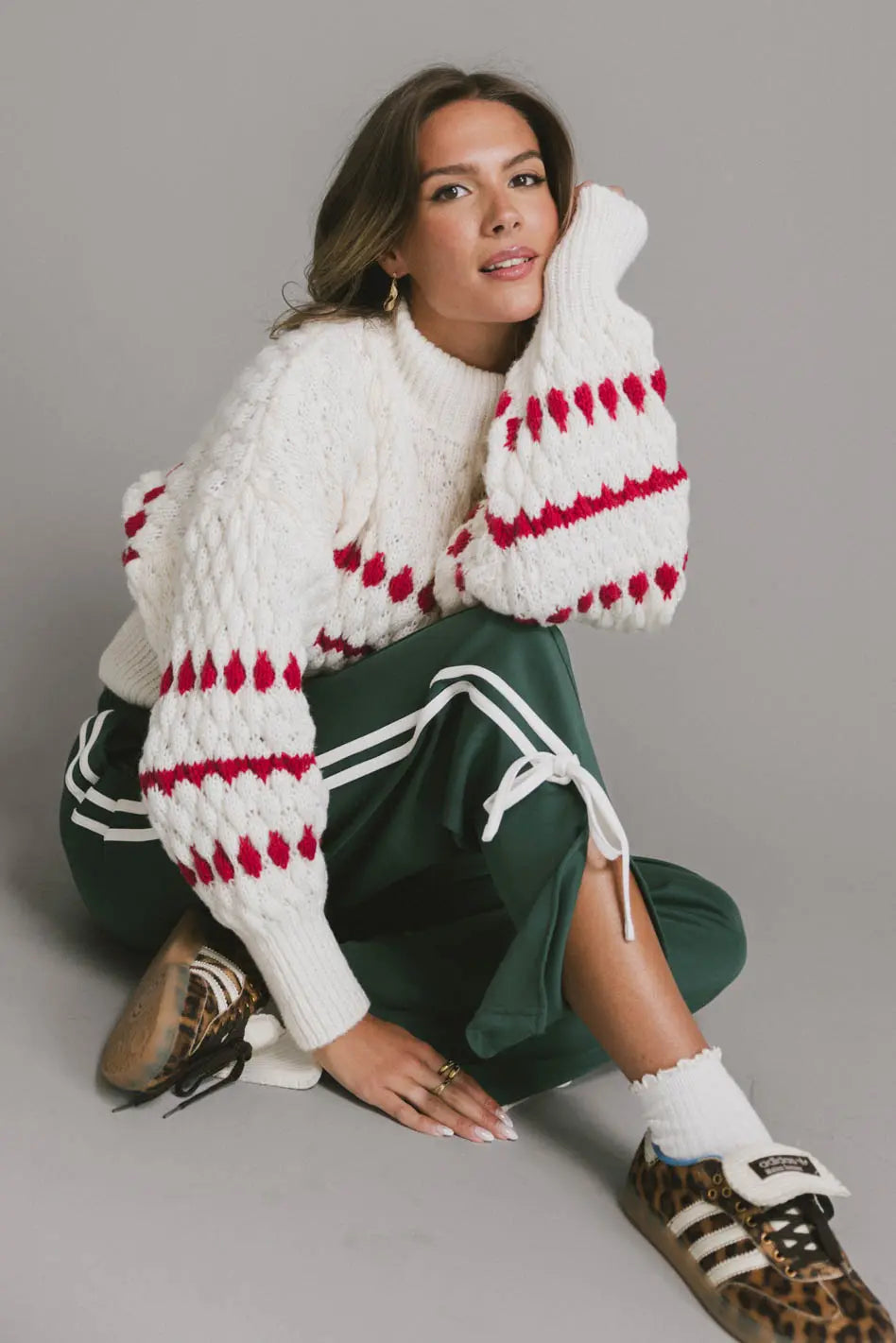 Inara Knit Sweater in Red Tailored Straight A-Line
