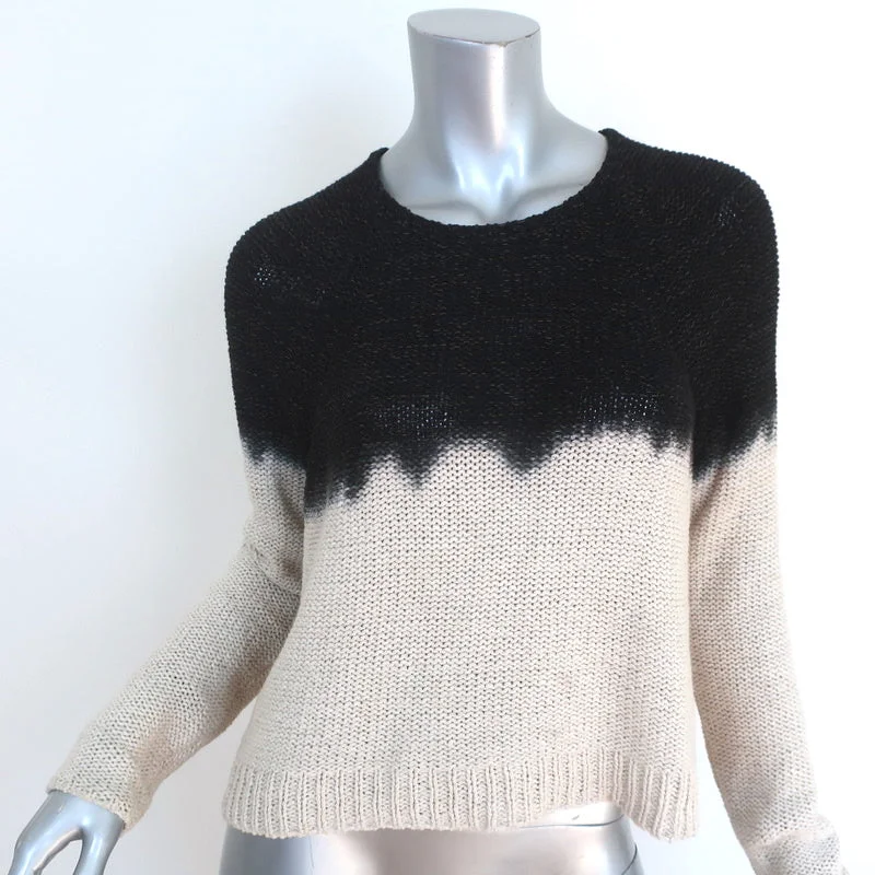 James Perse Dip-Dyed Pullover Sweater Black/Cream Cotton-Linen Size 0 Machine Wash Dry Clean Hand Wash James Perse Dip-Dyed Pullover Sweater Black/Cream Cotton-Linen Size 0 Machine Wash Dry Clean Hand Wash