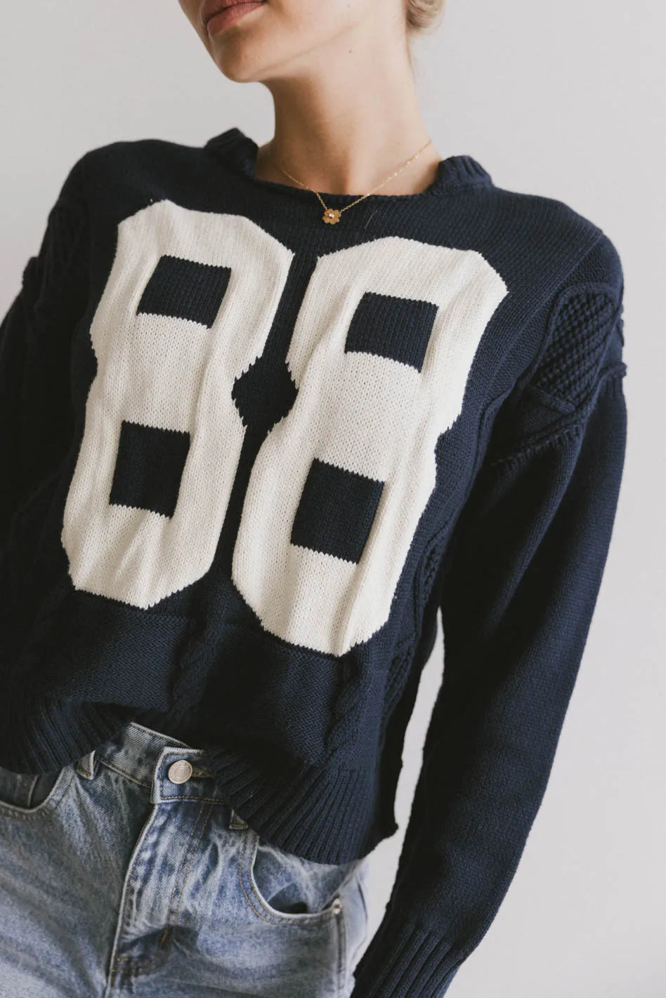 Jersey Cable Knit Sweater Transparent Opaque Sheer