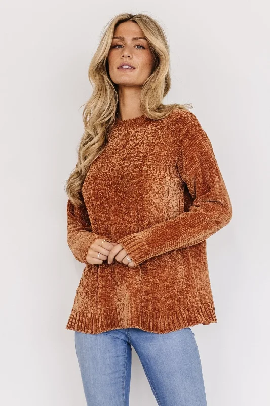 Jillian Knit Sweater | Copper Beaded Sweater Sequined Faux Fur