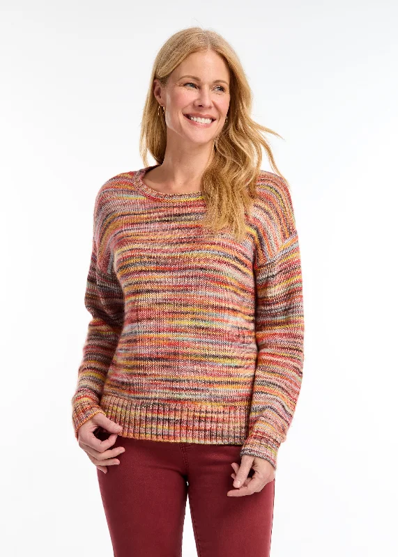 Long Sleeve Spacedye Sweater Ribbed Striped Patterned