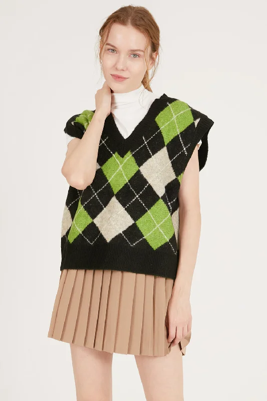 Mandy Argyle Sweater Vest Lightweight Heavyweight Midweight