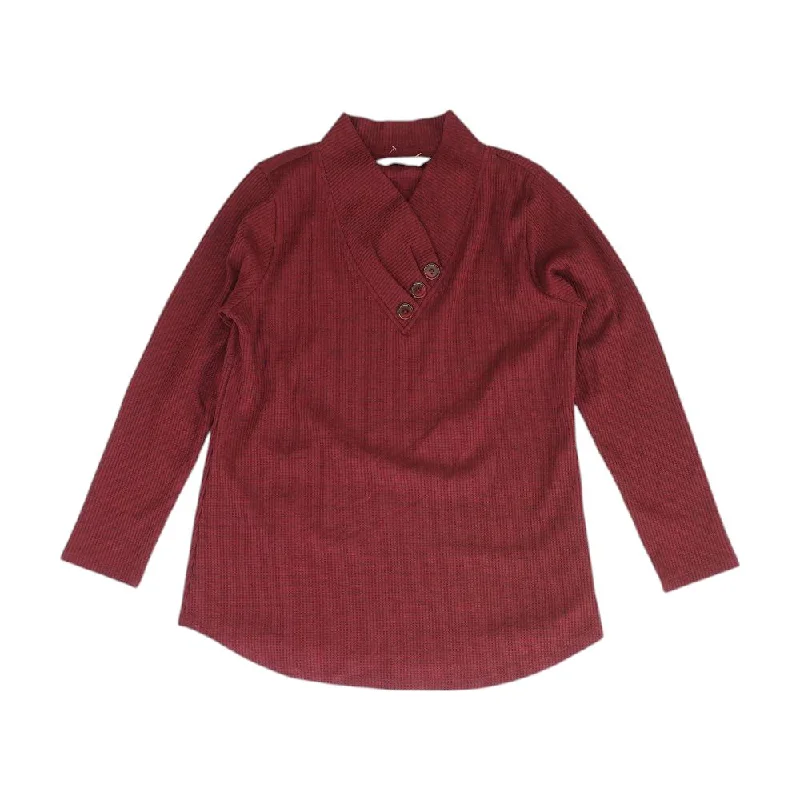 Maroon Solid V-Neck Sweater Fitted Slim Tailored