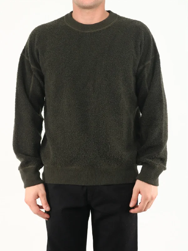 Military Green Reversible Sweater Ribbed Striped Patterned