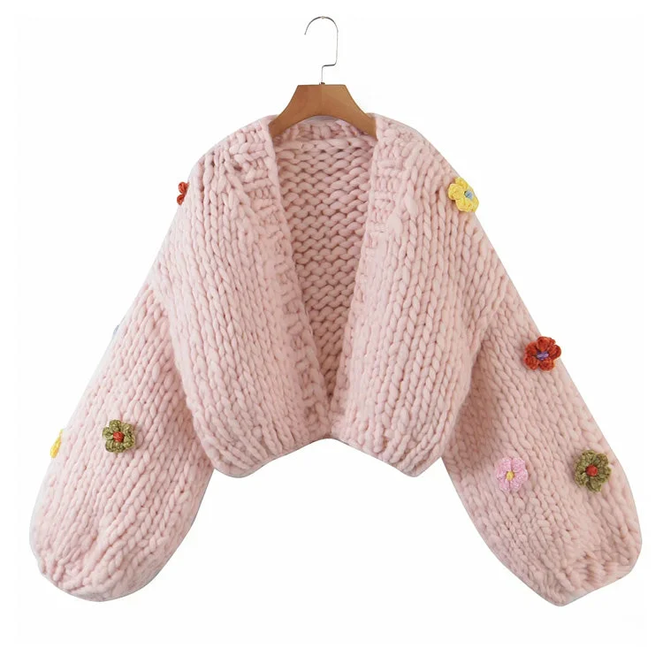 New sweet and versatile hand woven three-dimensional flower sweater 7254 Knit Fabric Woven Fabric Fleece Fabric New sweet and versatile hand woven three-dimensional flower sweater 7254 Knit Fabric Woven Fabric Fleece Fabric