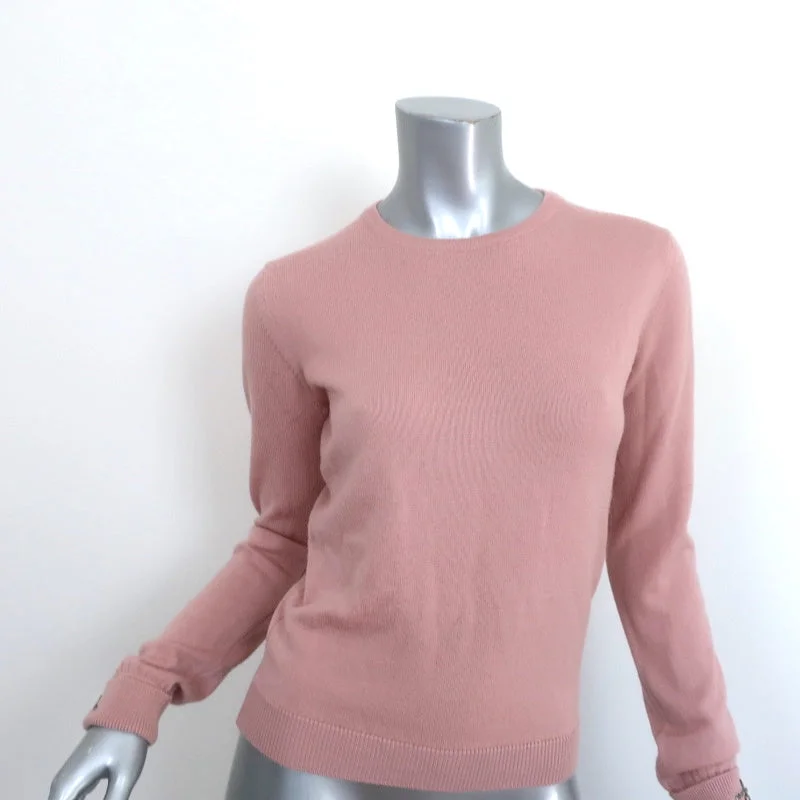 No. 21 Beaded Cuff Sweater Dolores Blush Knit Size 38 Crewneck Pullover Satin Fabric Silk Fabric Chiffon Fabric No. 21 Beaded Cuff Sweater Dolores Blush Knit Size 38 Crewneck Pullover Satin Fabric Silk Fabric Chiffon Fabric