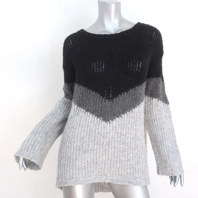 Pam & Gela Slouchy Chevron Sweater Black/Gray Wool-Blend Ribbed Knit Size Small Nylon Fabric Polyester Fabric Spandex Fabric Pam & Gela Slouchy Chevron Sweater Black/Gray Wool-Blend Ribbed Knit Size Small Nylon Fabric Polyester Fabric Spandex Fabric