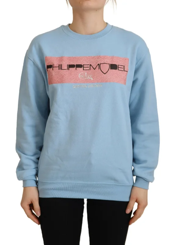 Philippe Model Elegant Light Blue Long Sleeve Sweater Stretchy Elastic Breathable