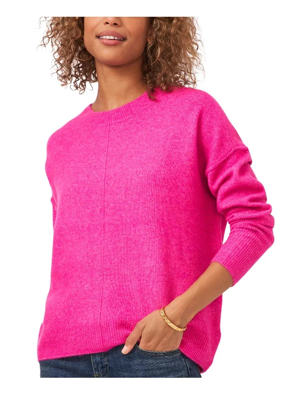 Plus Womens Ribbed Trim Knit Crewneck Sweater Embroidered Appliqued Beaded