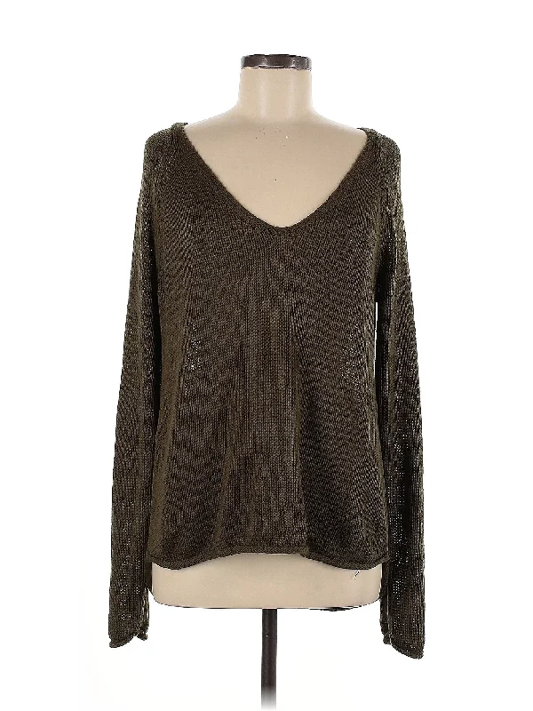 Pullover Sweater Solid Print Embellished