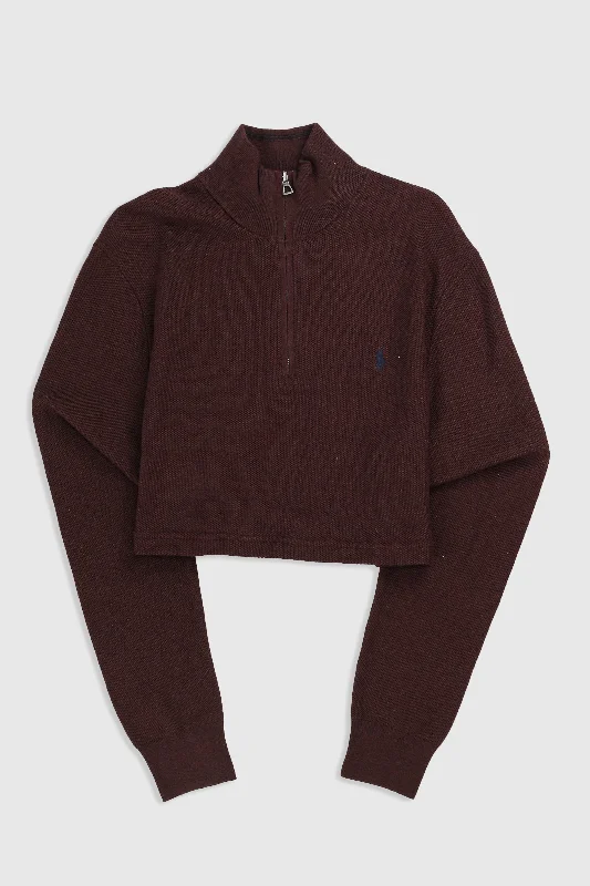 Rework Crop Sweater - L Glossy Satin Silk