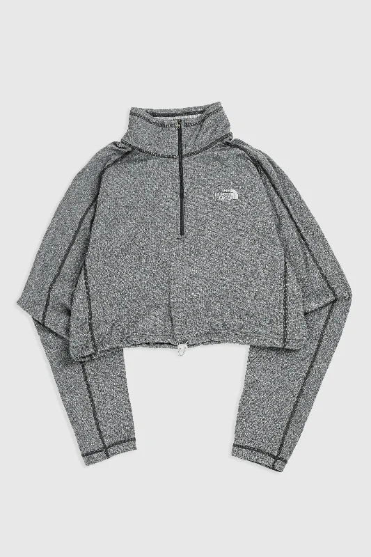 Rework North Face Crop Fleece Sweater - L Front Pockets Side Pockets Patch Pockets