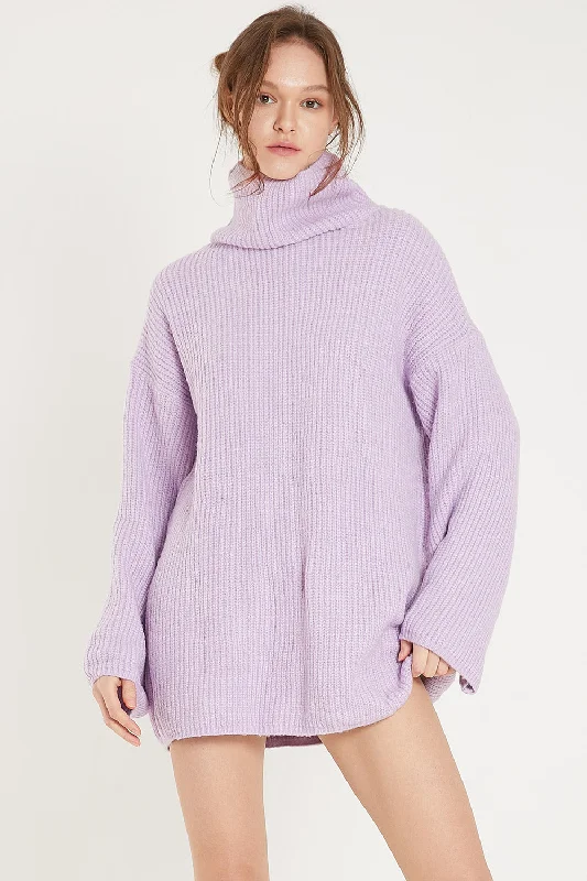 Serena Turtleneck Oversized Sweater Mesh Fabric Canvas Fabric Denim Fabric