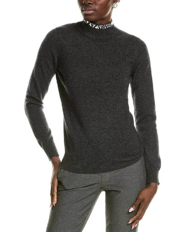 sofiacashmere Stone Trim Turtleneck Cashmere Sweater Long Sweater Short Sweater Cropped Sweater sofiacashmere Stone Trim Turtleneck Cashmere Sweater Long Sweater Short Sweater Cropped Sweater