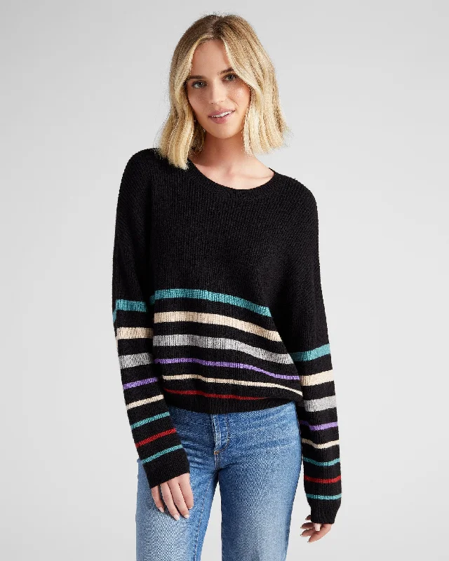 Striped Crew Neck Sweater High Neck Crew Neck V-Neck
