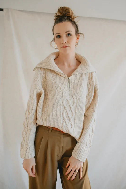 The Olive Fisherman Zip Jumper Graphic Sweater Embroidered Appliqued