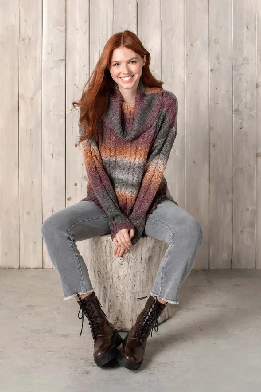 Tribal Space Dye Cowl Neck Sweater High Neck Crew Neck V-Neck