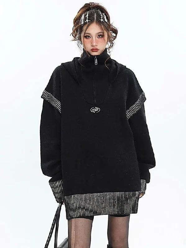 Twinkle Star Solid Color Turtleneck Zip Up Long Sleeve Baggy Sweater Boxy Sweater Fitted Sweater A-Line Twinkle Star Solid Color Turtleneck Zip Up Long Sleeve Baggy Sweater Boxy Sweater Fitted Sweater A-Line