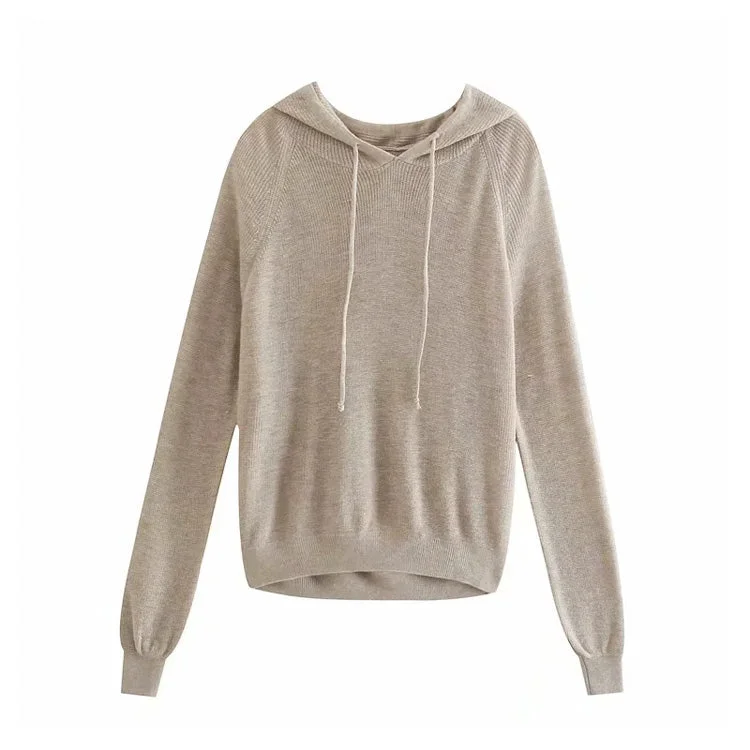 Versatile loose casual hooded Pullover Crew Neck Long Sleeve Sweater 7282 Glossy Satin Silk Versatile loose casual hooded Pullover Crew Neck Long Sleeve Sweater 7282 Glossy Satin Silk