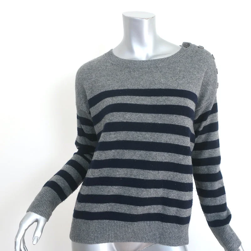 Vince Shoulder-Button Cashmere Sweater Gray/Navy Stripe Size Extra Small Satin Fabric Silk Fabric Chiffon Fabric Vince Shoulder-Button Cashmere Sweater Gray/Navy Stripe Size Extra Small Satin Fabric Silk Fabric Chiffon Fabric