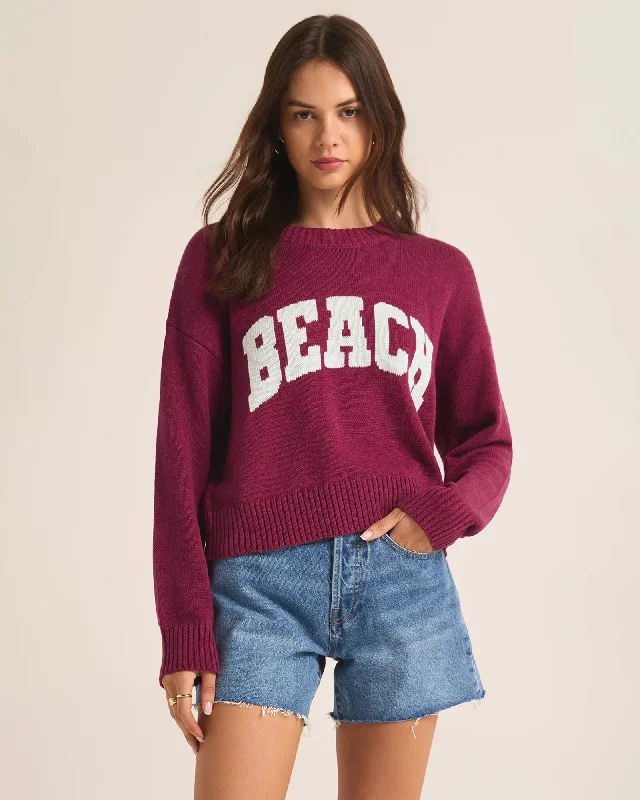 Sunset Beach Sweater Solid Color Striped Floral Print