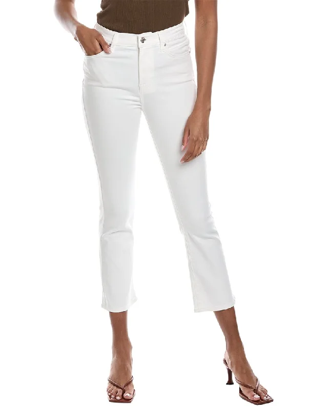 7 For All Mankind White High-Waist Slim Kick Jean Chic Rolled Cuff Denim Jeans