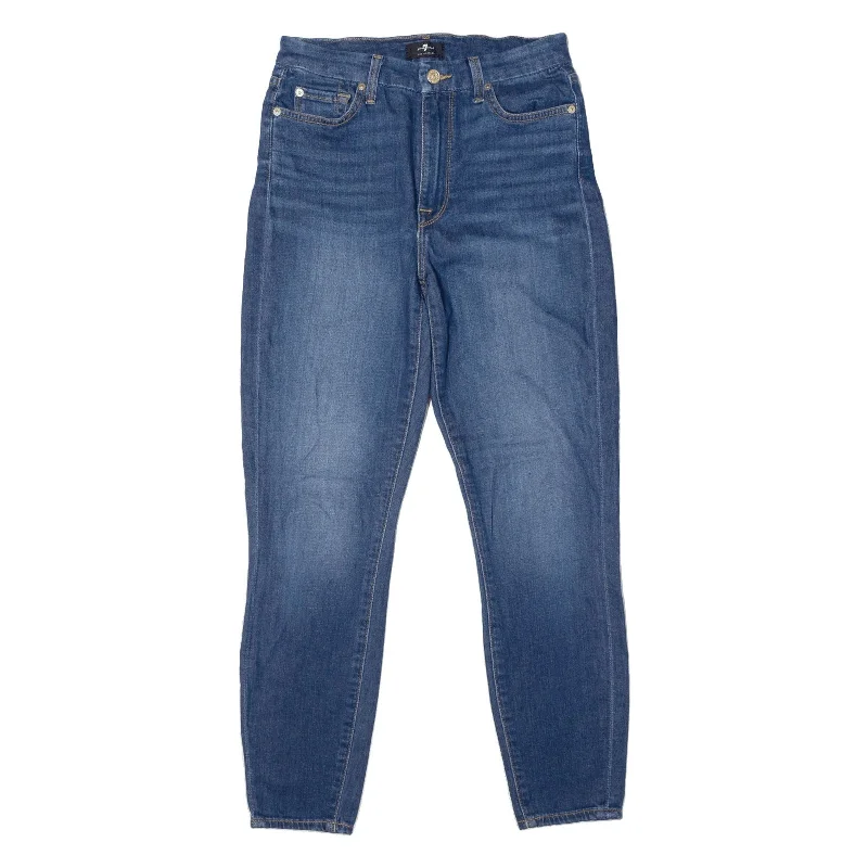 7FORALLMANKIND Jeans Blue Denim Slim Skinny Stone Wash Womens W28 L28 Comfortable Faded High-Rise Jeans 7FORALLMANKIND Jeans Blue Denim Slim Skinny Stone Wash Womens W28 L28 Comfortable Faded High-Rise Jeans