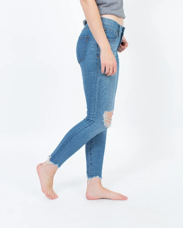 "9" High-Rise Skinny" Jeans Comfortable Distressed Straight-Leg Jeans