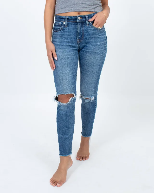 "9" High Riser Skinny Skinny Crop" Jeans Chic Double Waistband Jeans