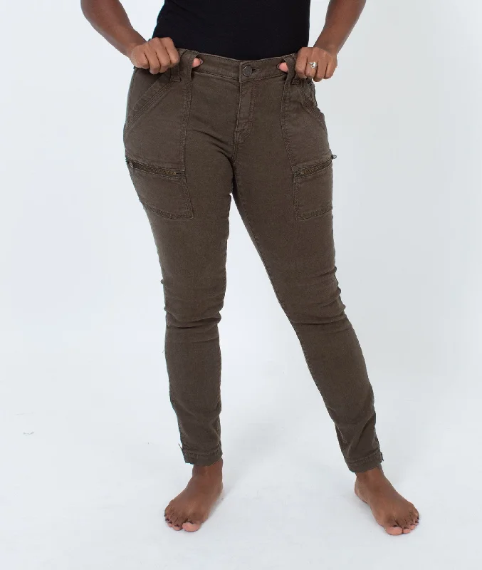 Army Green Skinny Jeans Stylish High-Waist Skinny Denim