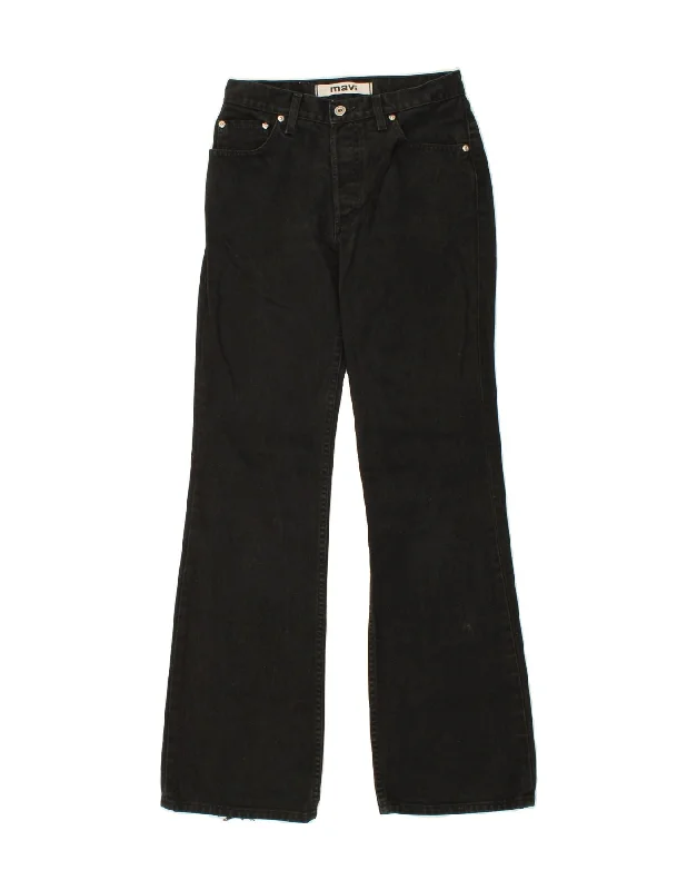 BASIC Womens Bootcut Jeans W29 L34 Black Cotton Trendy Acid Wash Skinny Jeans
