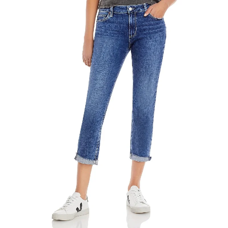 Womens Raw Hem Skinny Boyfriend Jeans Trendy Wide-Legged High-Waist Jeans