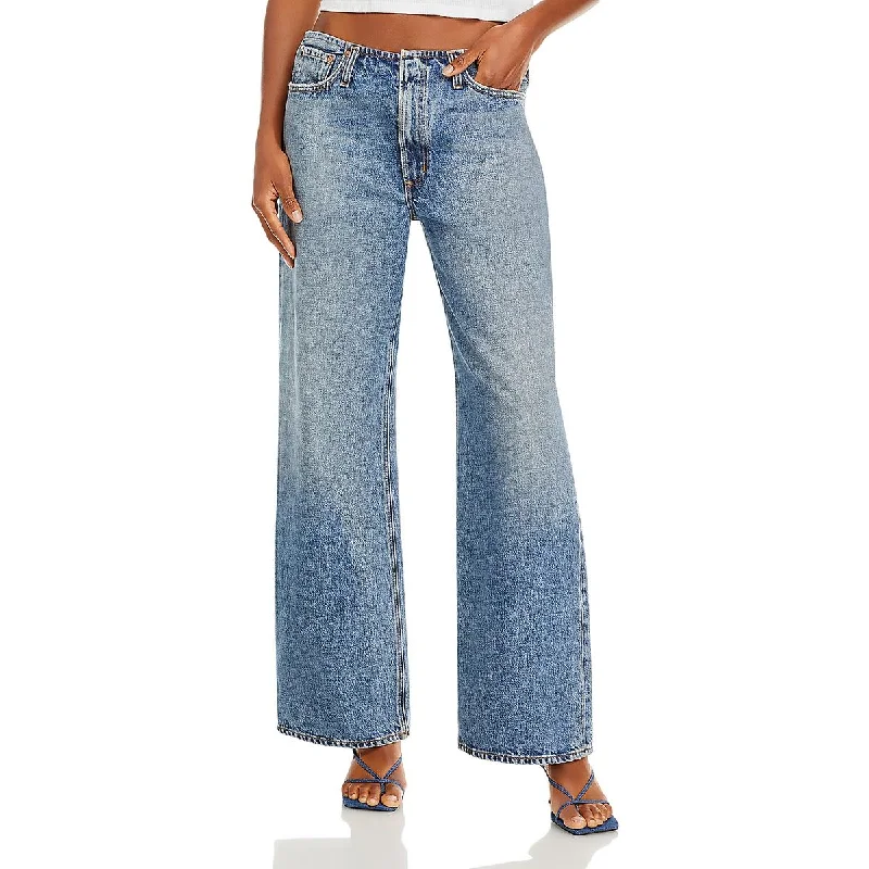 Womens Wide Leg Mid Rise Wide Leg Jeans Casual Light Wash Jeans