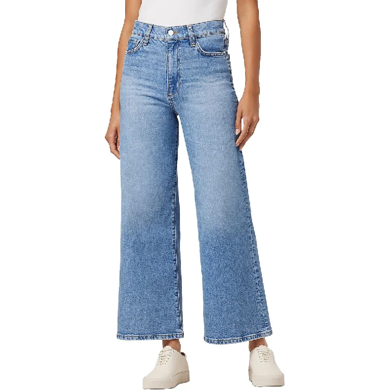 The Mia Womens Denim Faded Wide Leg Jeans Comfortable Jogger Style Jeans