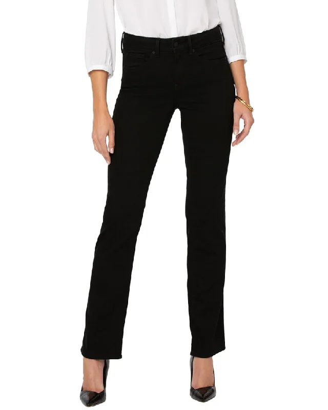 Nydj Petite Marilyn Black Straight Jean Elegant Skinny Leg Jeans
