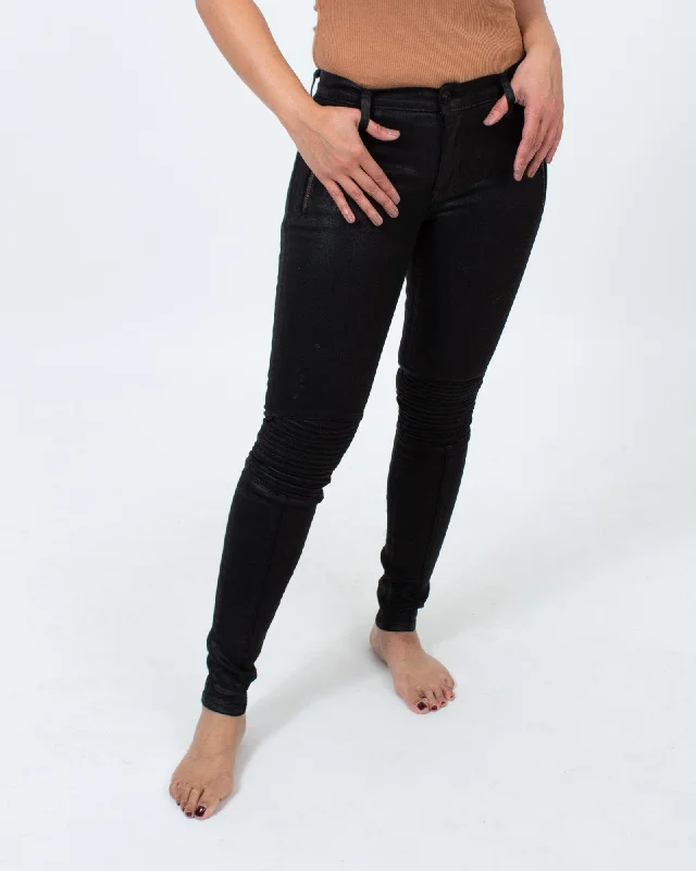 Black Coated Skinny Jeans Fashionable Slim Fit Jeans