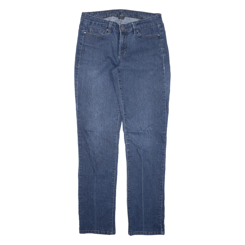 CALVIN KLEIN Jeans Blue Denim Regular Straight Womens W27 L30 Fashionable Frayed Hem Denim CALVIN KLEIN Jeans Blue Denim Regular Straight Womens W27 L30 Fashionable Frayed Hem Denim