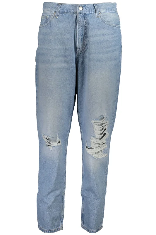 Light Blue Cotton Women Jeans Comfortable Jogger Style Jeans