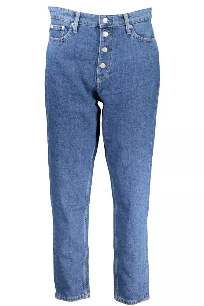 Blue Cotton Women Jeans Fashionable Straight Fit Denim