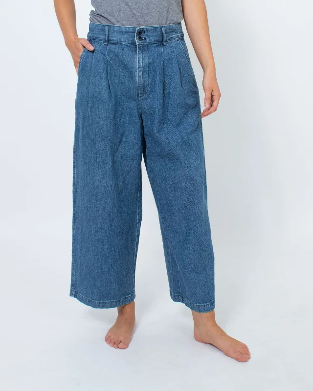 Cropped Wide Leg Jeans Elegant Tapered Leg Denim