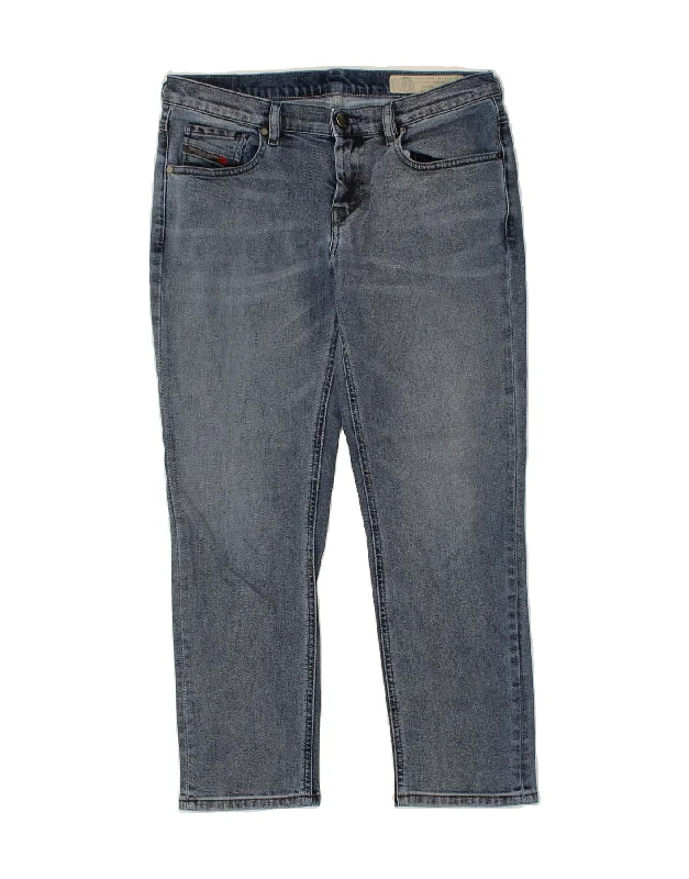 DIESEL Womens Belthy-Ankle Straight Jeans W27 L27 Blue Cotton Trendy Bootcut High-Waisted Jeans